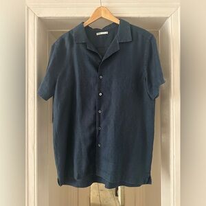 O.N.S Men’s Short Sleeve Navy Linen Shirt sz M